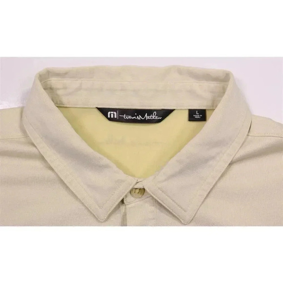 Travis Mathew Yellow Palm Tree Design Performance Golf Polo Shirt Large - Picture 6 of 9